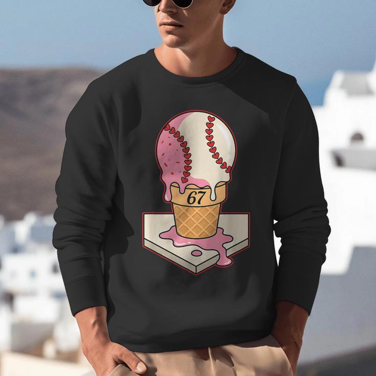 67 Tee Baseball Creamy Dripping Graphic Sixty-Seven Clothes Unisex Sweatshirt