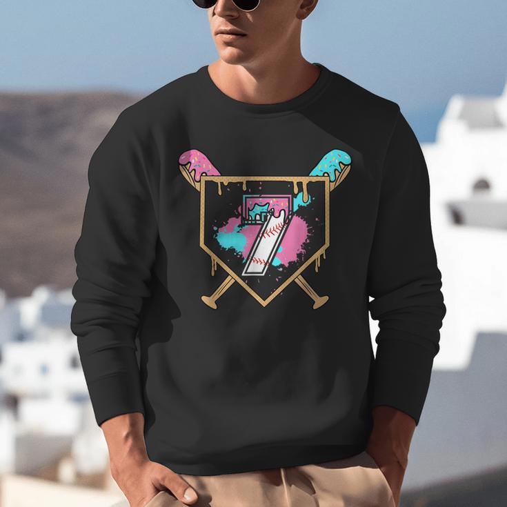7th Birthday Baseball Bat Ice-Cream Drip 7yrs Old Boys Girls Unisex Sweatshirt 7th Birthday Baseball Bat Ice-Cream Drip 7yrs Old Boys Girls Unisex Sweatshirt