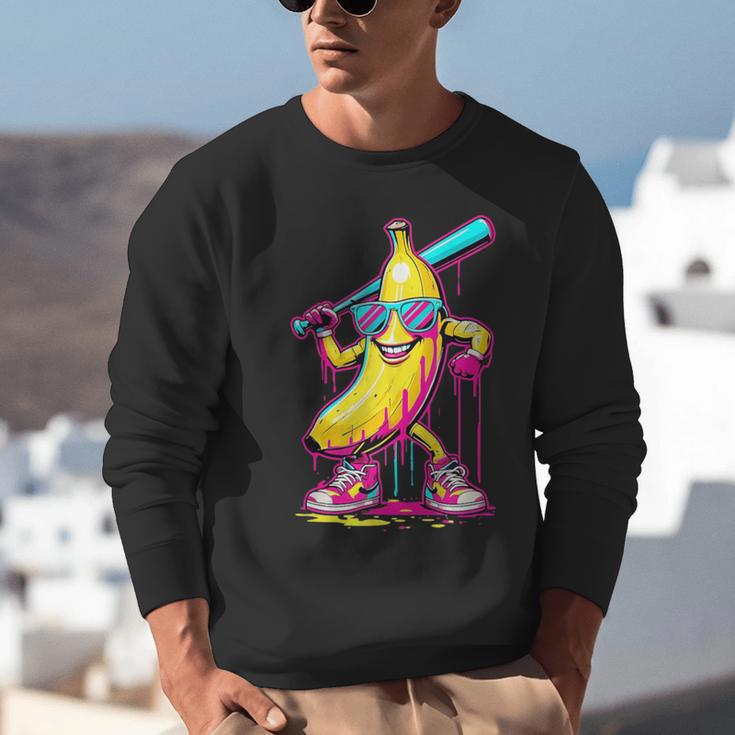 Banana With Baseball Bat Street Baseball Drip Unisex Sweatshirt