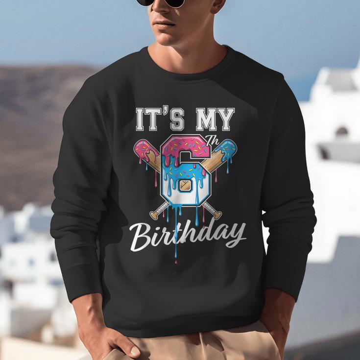 Baseball 6 Year Old Ice Cream Drip 6th Birthday Boy Number 6 Unisex Sweatshirt Baseball 6 Year Old Ice Cream Drip 6th Birthday Boy Number 6 Unisex Sweatshirt