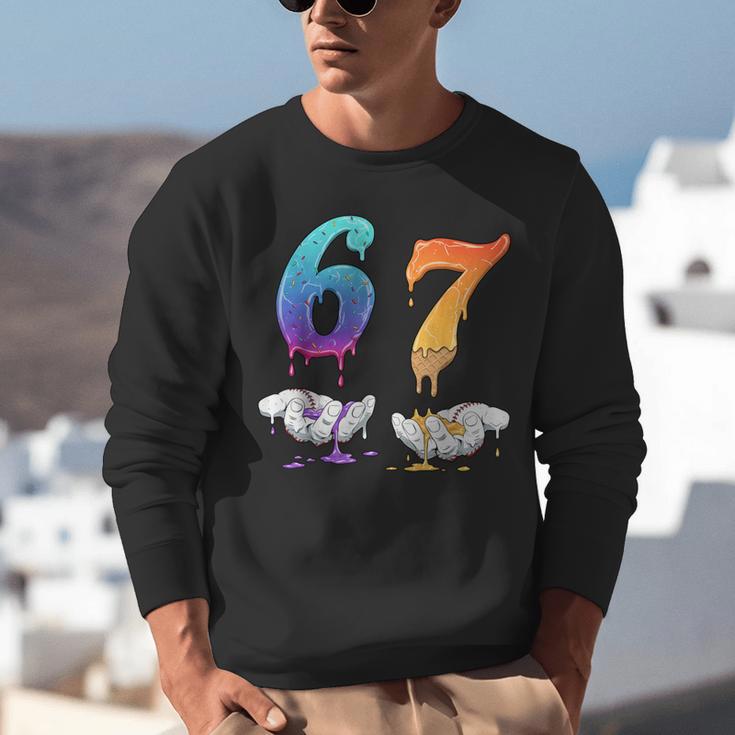 Baseball 67 Ice Cream Drip Six Seven Boys Meme Unisex Sweatshirt