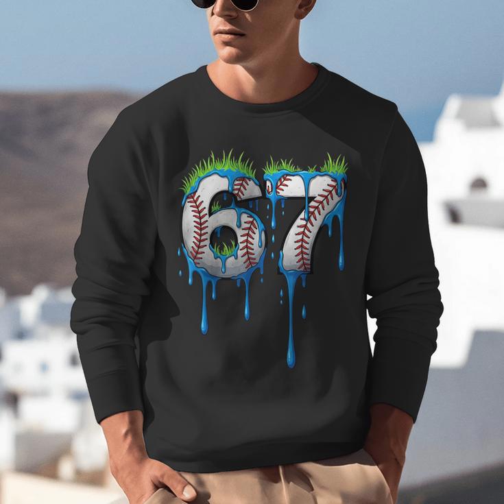 Baseball 67 Six Seven Gen Alpha Meme Blue Drip Boys Unisex Sweatshirt Baseball 67 Six Seven Gen Alpha Meme Blue Drip Boys Unisex Sweatshirt