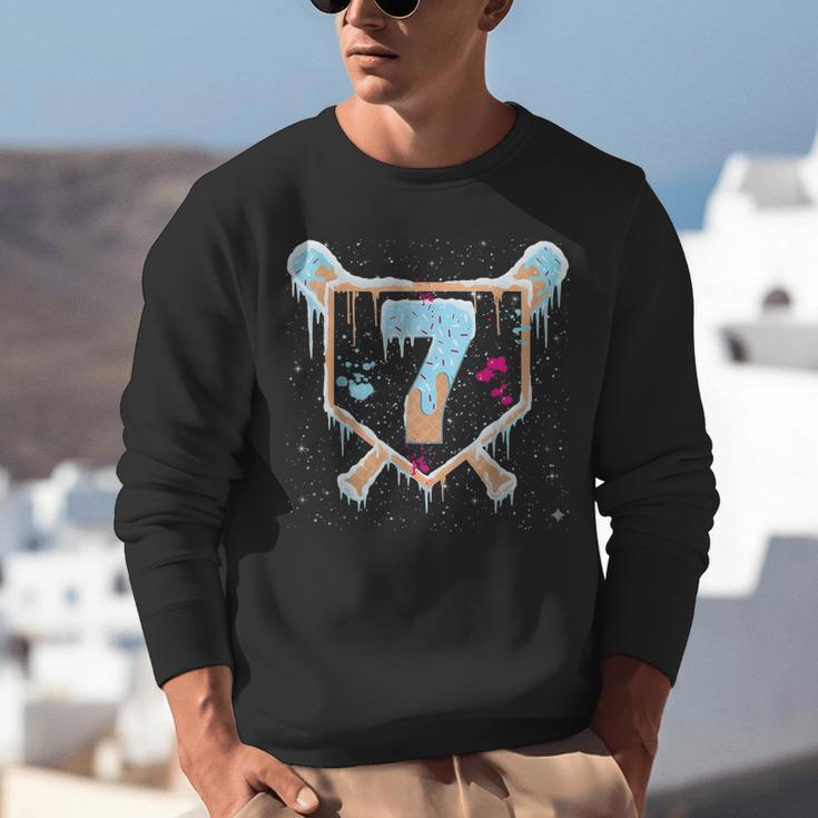 Baseball 7 Year Old Ice Cream Drip 7th Birthday Boy Number 7 Unisex Sweatshirt Baseball 7 Year Old Ice Cream Drip 7th Birthday Boy Number 7 Unisex Sweatshirt