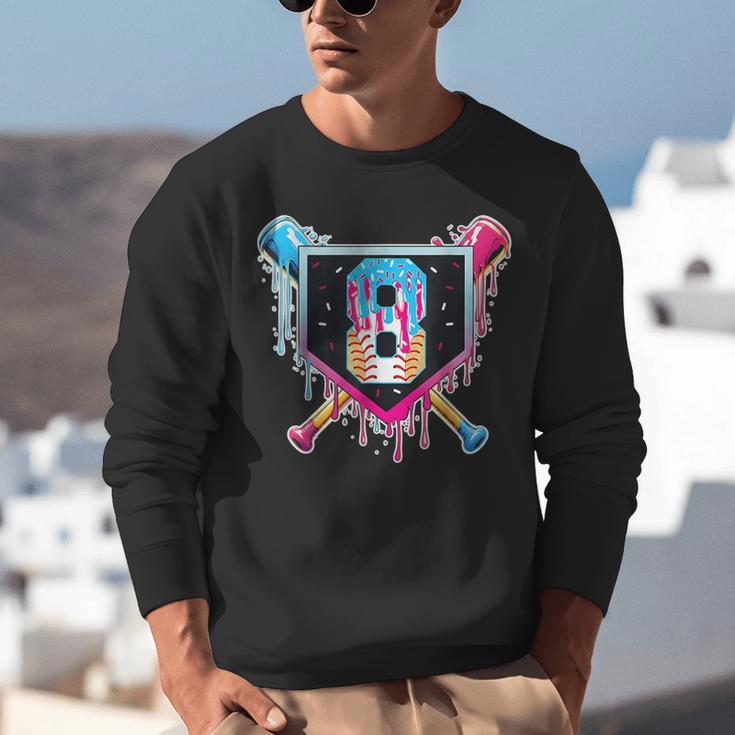 Baseball 8 Year Old Boy Ice Cream Drip 8th Birthday Player Unisex Sweatshirt Baseball 8 Year Old Boy Ice Cream Drip 8th Birthday Player Unisex Sweatshirt
