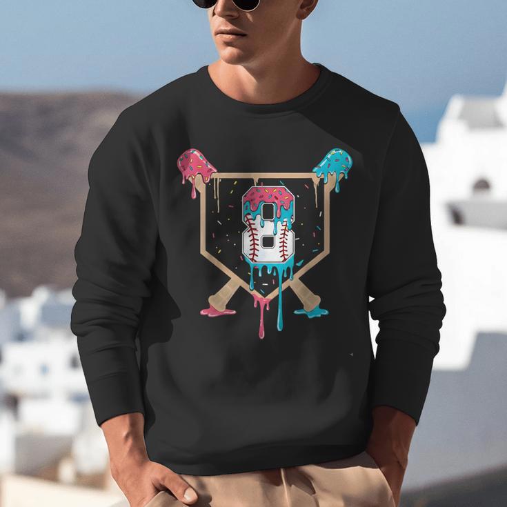 Baseball 8 Year Old Ice Cream Drip 8th Birthday Boys Player Unisex Sweatshirt Baseball 8 Year Old Ice Cream Drip 8th Birthday Boys Player Unisex Sweatshirt