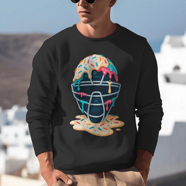 Baseball Catcher Mask Ice Cream Dripping Baseball Boy Youth Unisex Sweatshirt Baseball Catcher Mask Ice Cream Dripping Baseball Boy Youth Unisex Sweatshirt