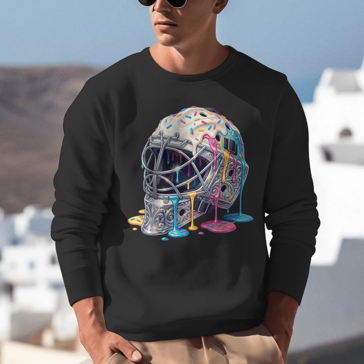 Baseball Catcher Mask Ice Cream Dripping Baseball Boys Unisex Sweatshirt