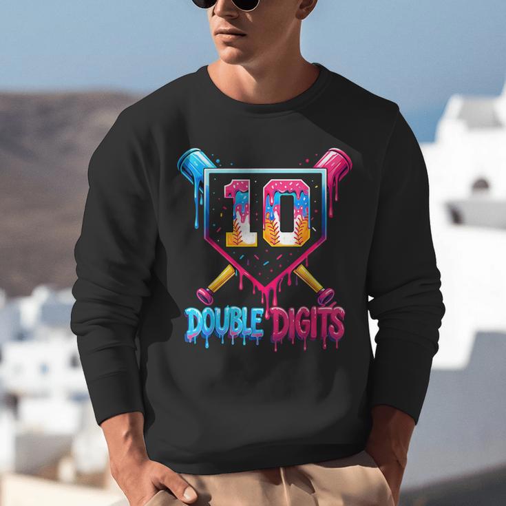 Baseball Drip 10th Birthday Boy Double Digits Ice Cream Drip Unisex Sweatshirt