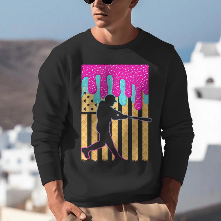 Baseball Drip Bat Boys Ice Cream American Flag 4th Of July Unisex Sweatshirt Baseball Drip Bat Boys Ice Cream American Flag 4th Of July Unisex Sweatshirt