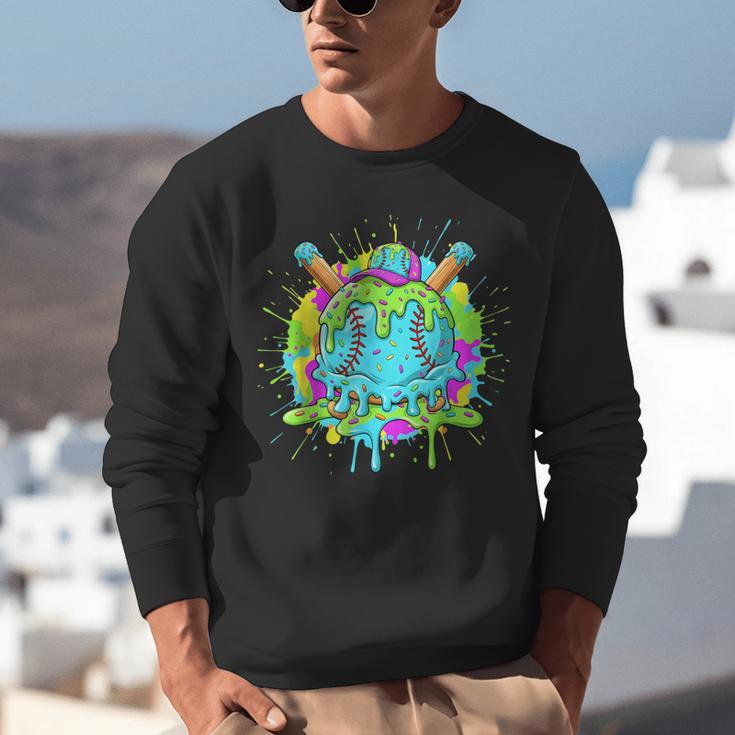 Baseball Drip For Boys Ice Cream Drip Youth Boys Baseball Unisex Sweatshirt