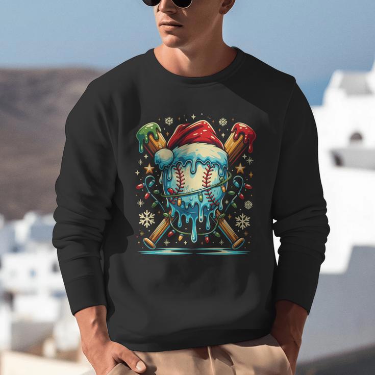 Baseball Drip Boys Youth Santa Christmas Baseball Unisex Sweatshirt