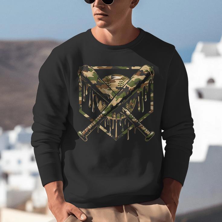 Baseball Drip Ice Cream Camo Home Plate Bats Sports Game Day Unisex Sweatshirt Baseball Drip Ice Cream Camo Home Plate Bats Sports Game Day Unisex Sweatshirt