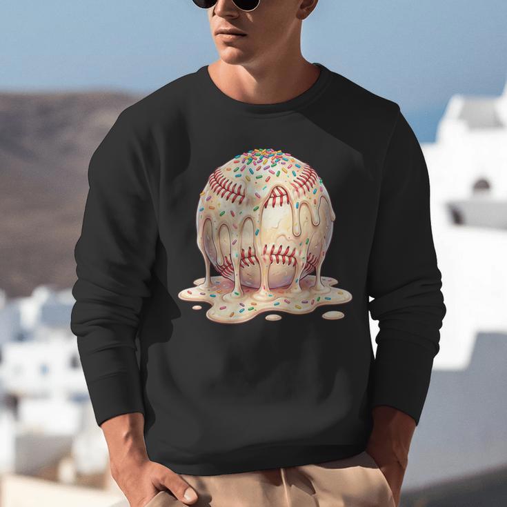 Baseball Drip Ice Cream Melting Illustration Unisex Sweatshirt Baseball Drip Ice Cream Melting Illustration Unisex Sweatshirt