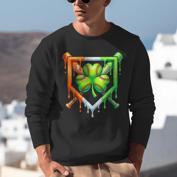 Baseball Drip Ice Cream St Patricks Day Shamrock Lucky Unisex Sweatshirt