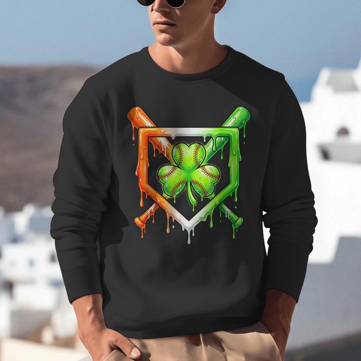 Baseball Drip Ice Cream St Patricks Day Shamrock Unisex Sweatshirt