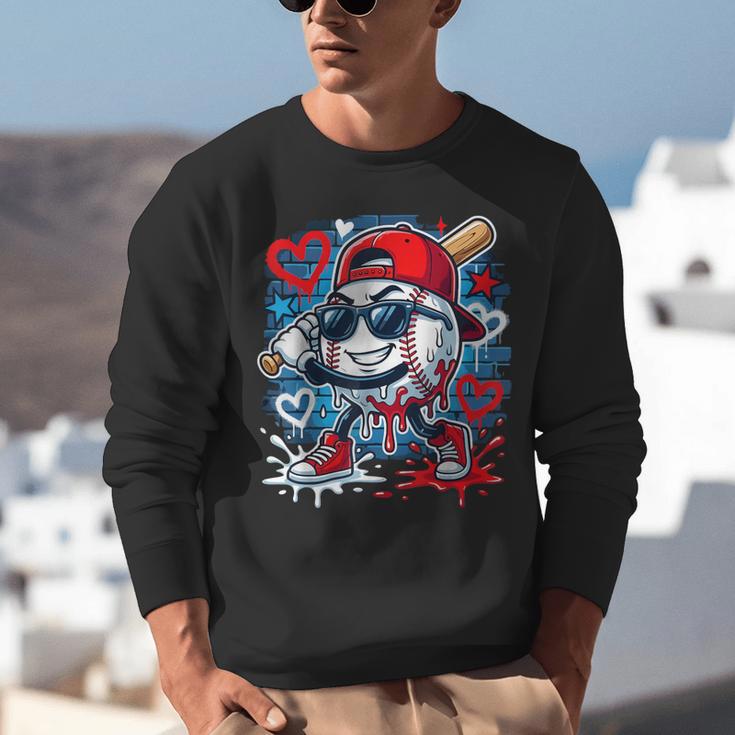 Baseball Drip Icecream Heart Valentine Day Boys Kids Red Unisex Sweatshirt Baseball Drip Icecream Heart Valentine Day Boys Kids Red Unisex Sweatshirt