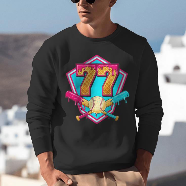 Baseball Drip Jersey Number 77 For Players & 77th Birthday Unisex Sweatshirt Baseball Drip Jersey Number 77 For Players & 77th Birthday Unisex Sweatshirt
