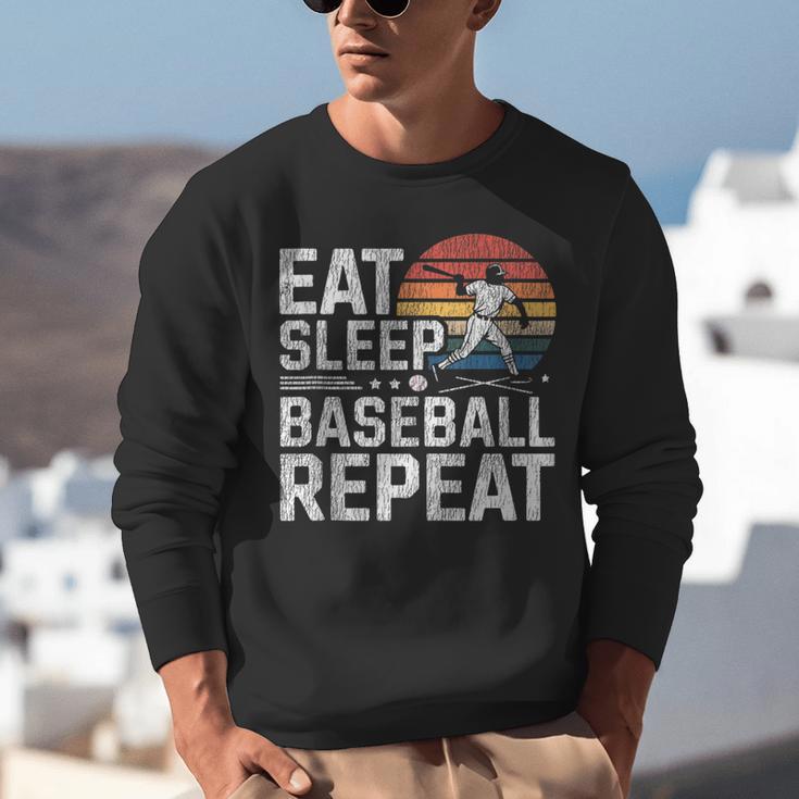 Baseball Fan Vintage Retro Eat Sleep Baseball Repeat Unisex Sweatshirt Baseball Fan Vintage Retro Eat Sleep Baseball Repeat Unisex Sweatshirt
