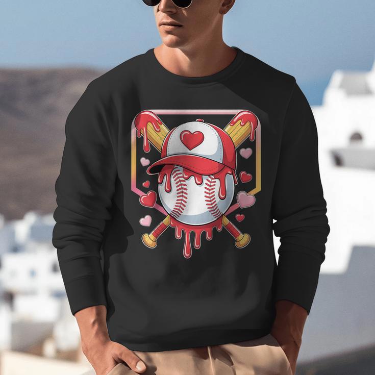 Baseball Heart Valentines Day Baseball Ice Cream Drip Boys Unisex Sweatshirt Baseball Heart Valentines Day Baseball Ice Cream Drip Boys Unisex Sweatshirt
