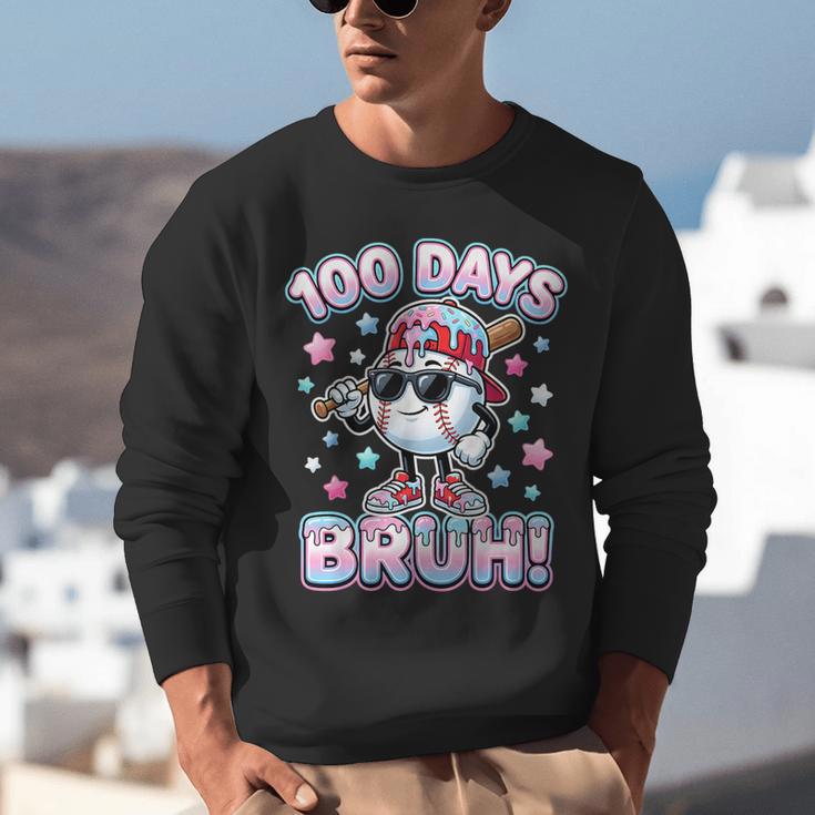 Baseball Ice Cram Drip 100 Days Of School 100th Boys Youth Unisex Sweatshirt