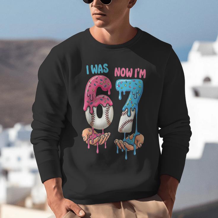 Baseball Ice Cream I Was 6 Now I'm 7 67 Birthday Boy Unisex Sweatshirt Baseball Ice Cream I Was 6 Now I'm 7 67 Birthday Boy Unisex Sweatshirt