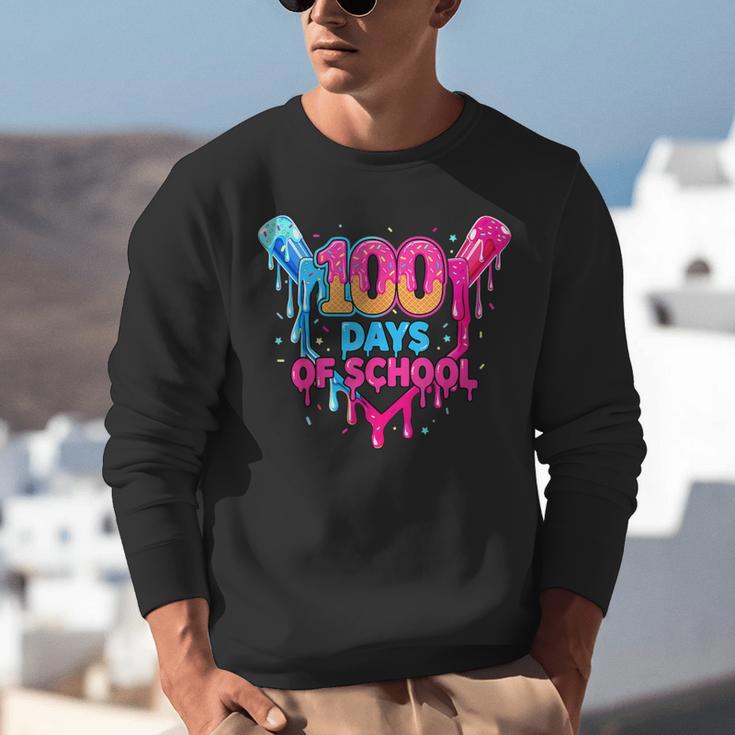 Baseball Ice Cream Drip 100 Days Of School Boys Girls 100th Unisex Sweatshirt Baseball Ice Cream Drip 100 Days Of School Boys Girls 100th Unisex Sweatshirt