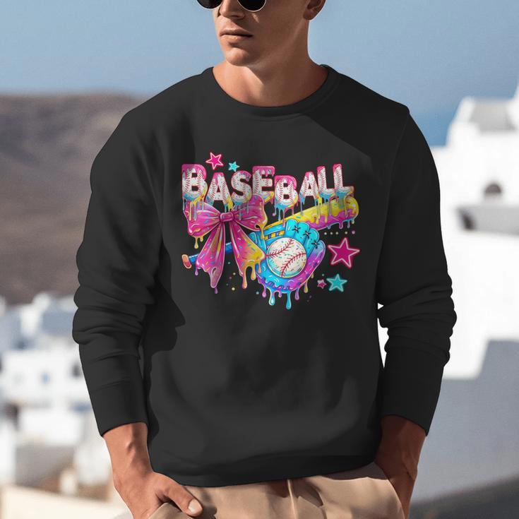 Baseball Ice Cream Drip Coquette Women Girls Mom Mama Unisex Sweatshirt
