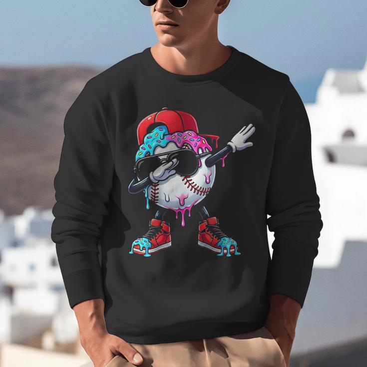 Baseball Ice Cream Drip Dabbing Sports Sprinkles For Boys Unisex Sweatshirt Baseball Ice Cream Drip Dabbing Sports Sprinkles For Boys Unisex Sweatshirt