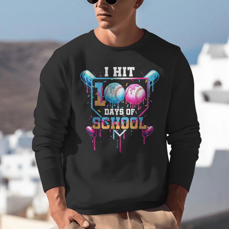 Baseball Ice Cream Drip I Hit 100 Days Of School Boys Kids Unisex Sweatshirt Baseball Ice Cream Drip I Hit 100 Days Of School Boys Kids Unisex Sweatshirt