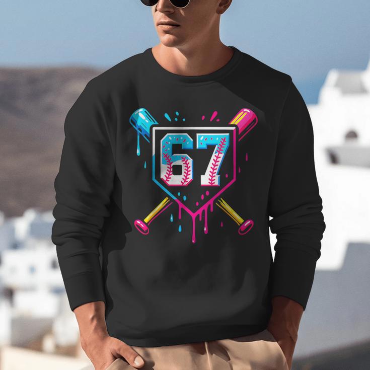 Baseball Ice Cream Drip Number 67 Player 67th Birthday 67 Unisex Sweatshirt