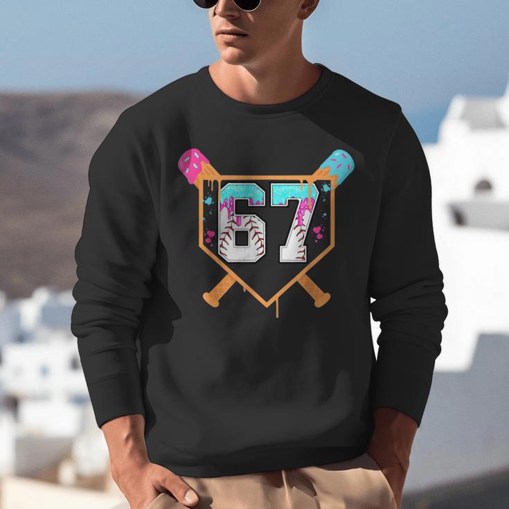 Baseball Ice Cream Drip Number 67 Player Six Seven Meme 6 7 Unisex Sweatshirt