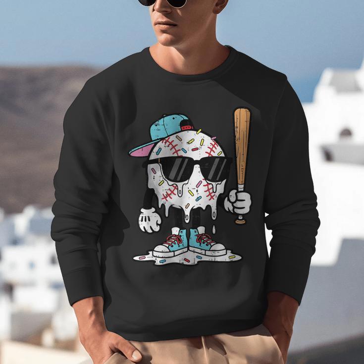 Baseball Ice Cream Drip Sports Boys Kids Youth Men Unisex Sweatshirt