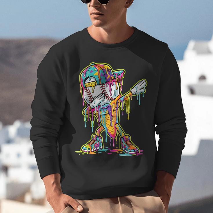 Baseball Ice Cream Dripping Dabbing Baseball Drip Unisex Sweatshirt