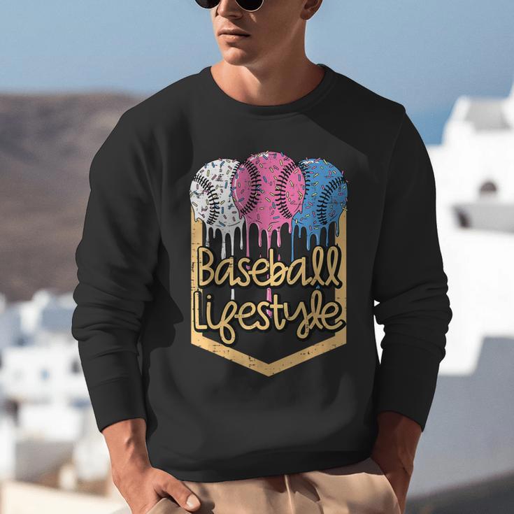 Baseball Lifestyle Ball Sprinkles Drip Boys Kids Men Teen Unisex Sweatshirt