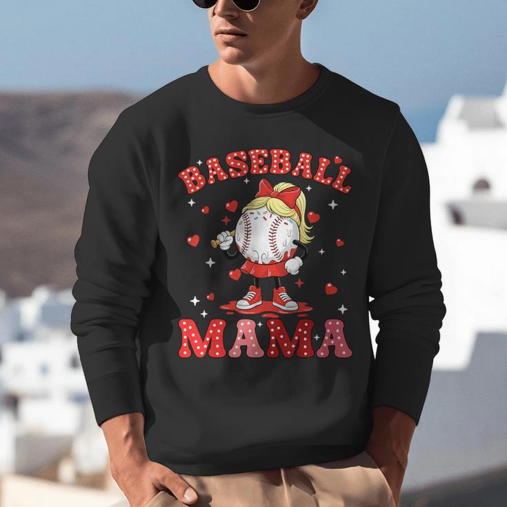 Baseball Mama Sports Mom Baseball Valentine Drip Girls Women Unisex Sweatshirt