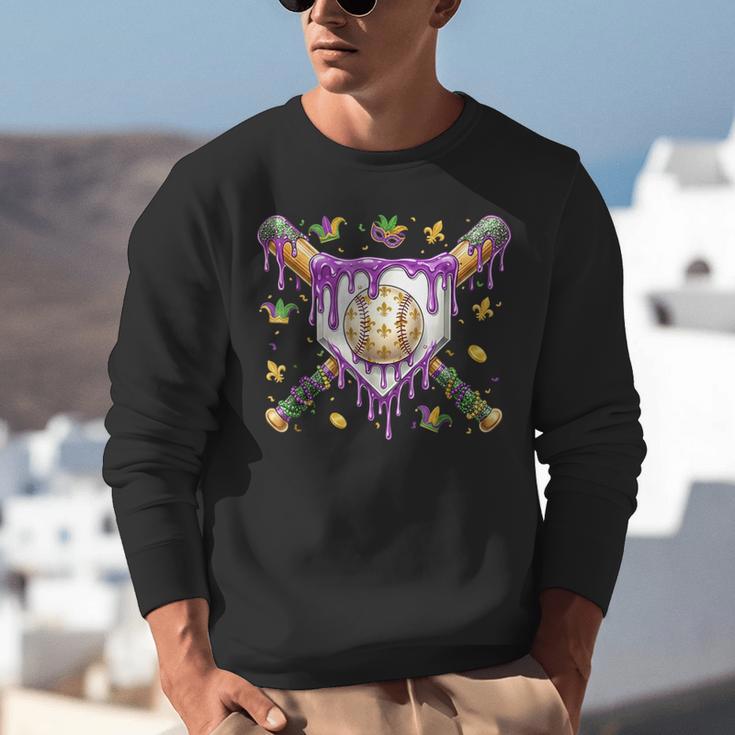 Baseball Mardi Gras Carnival Party Mask Ice Cream Drip Boys Unisex Sweatshirt Baseball Mardi Gras Carnival Party Mask Ice Cream Drip Boys Unisex Sweatshirt