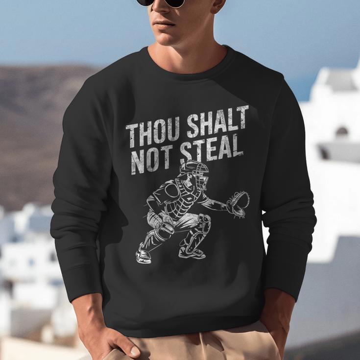 Baseball Player Catcher Thou Shalt Not Steal Coach Baseball Unisex Sweatshirt