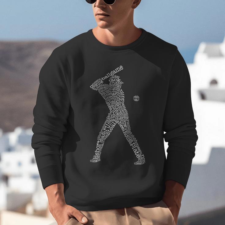 Baseball Player Typography Word Art Unisex Sweatshirt