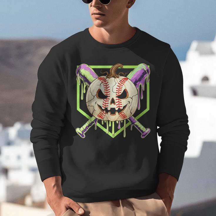 Baseball Pumpkin Halloween Baseball Drip Spooky Halloween Unisex Sweatshirt Baseball Pumpkin Halloween Baseball Drip Spooky Halloween Unisex Sweatshirt