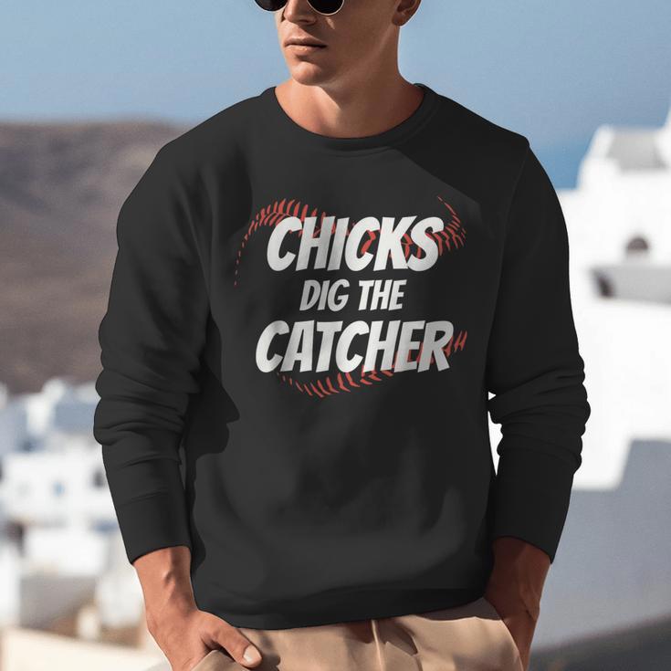 Baseball Seams Chicks Dig The Catcher Unisex Sweatshirt Baseball Seams Chicks Dig The Catcher Unisex Sweatshirt