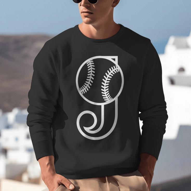 Baseball Sport Player Monogram Cool Initial Letter J Unisex Sweatshirt Baseball Sport Player Monogram Cool Initial Letter J Unisex Sweatshirt