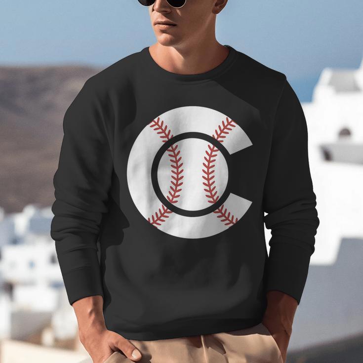 Baseball Sport Player Graphic Monogram Initial Letter C Unisex Sweatshirt