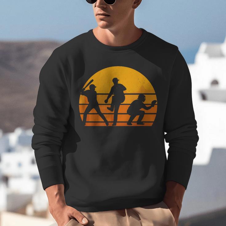 Baseball Tee Sunset Silhouette Players Men Women Kids Unisex Sweatshirt