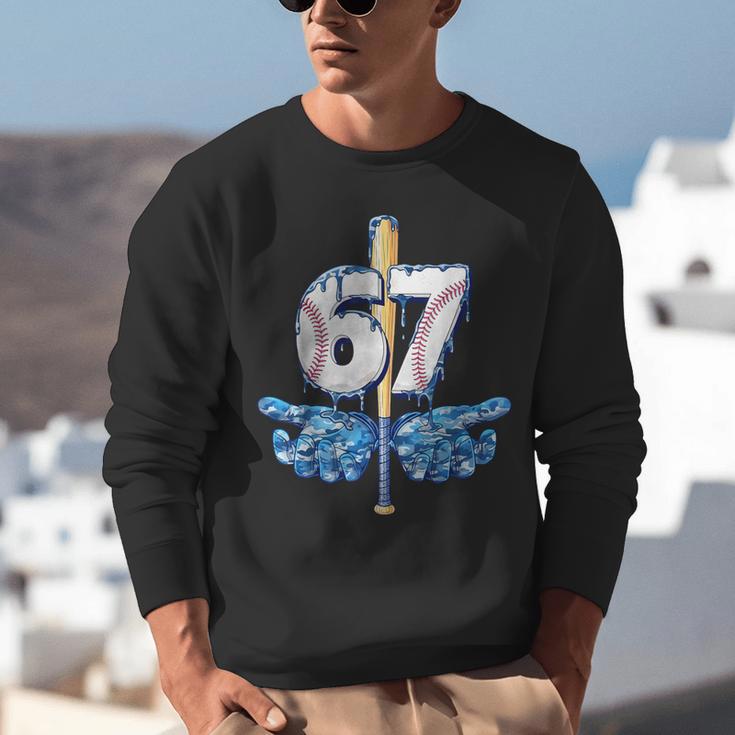 Blue Camo Baseball 67 Six Seven Camo Ice Cream Drip Boy Teen Unisex Sweatshirt