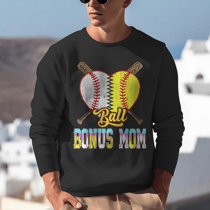 Bonus Mom Of Both Half Baseball Softball Ice Cream Drip Unisex Sweatshirt Bonus Mom Of Both Half Baseball Softball Ice Cream Drip Unisex Sweatshirt