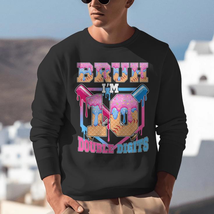Boys 10 Double Digits 10th Birthday Ice Cream Baseball Drip Unisex Sweatshirt Boys 10 Double Digits 10th Birthday Ice Cream Baseball Drip Unisex Sweatshirt