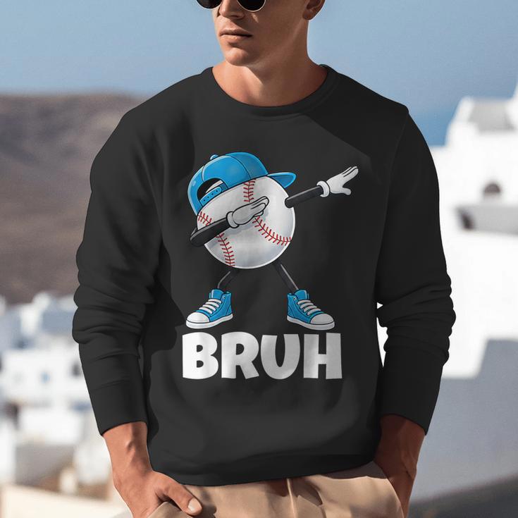 Boys Baseball Graphic Tee Teen Apparel Cute Meme Bruh Unisex Sweatshirt