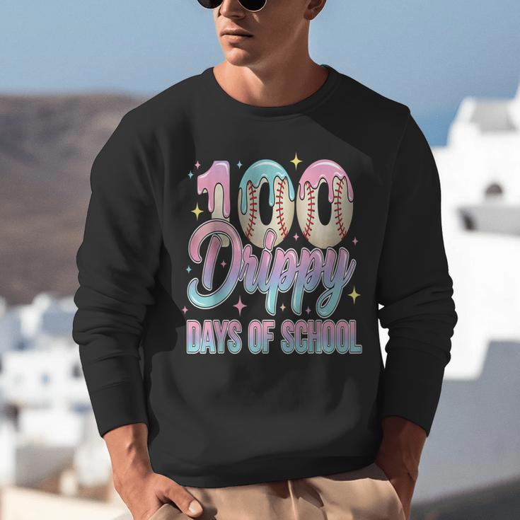 Boys Kids 100 Drippy Days Of School Baseball Drip Ice Cream Unisex Sweatshirt Boys Kids 100 Drippy Days Of School Baseball Drip Ice Cream Unisex Sweatshirt