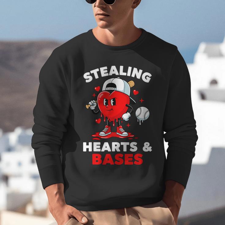 Boys Valentines Baseball Drip Icecream Stealing Hearts Kids Unisex Sweatshirt