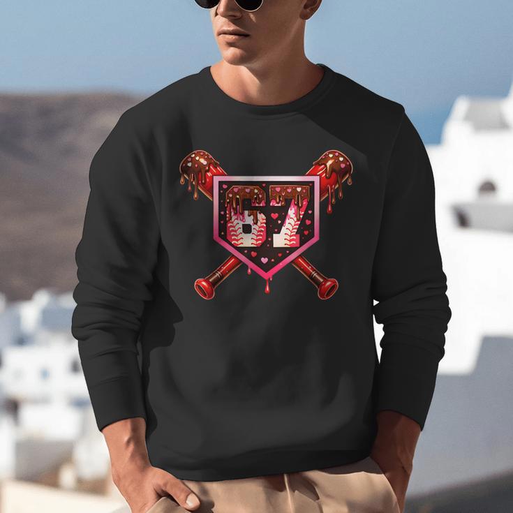Chocolate 67 Drip Baseball Valentine Love Sports Unisex Sweatshirt